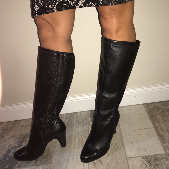 Buttery Soft Black Leather Knee High Boots - Picture 5 of 6